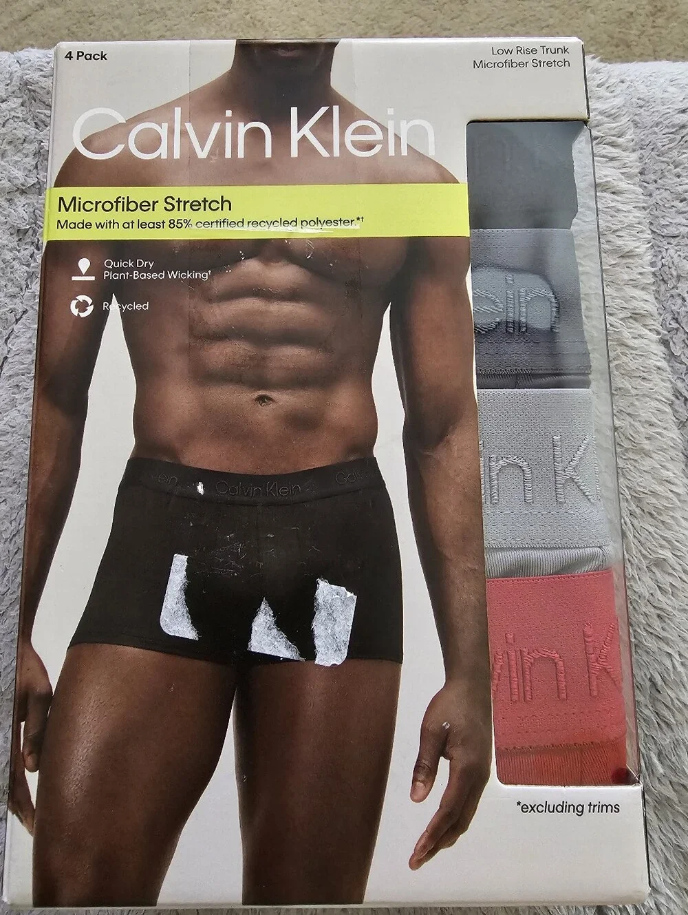 Calvin Klein Mens Low Rise 4 Pack Trunks in Multi Size Medium